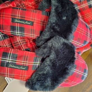 Red plaid slippers
